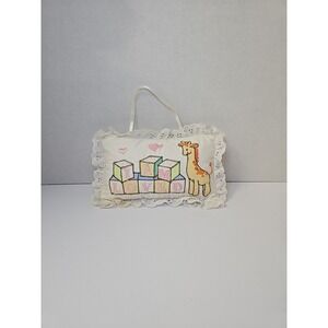 VTG Baby  Russ I AM LOVED Embroidered lullaby Music Box Pillow *READ